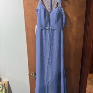 JJ’s house Slate blue long formal dress. Barely worn and comes with bag and tag.